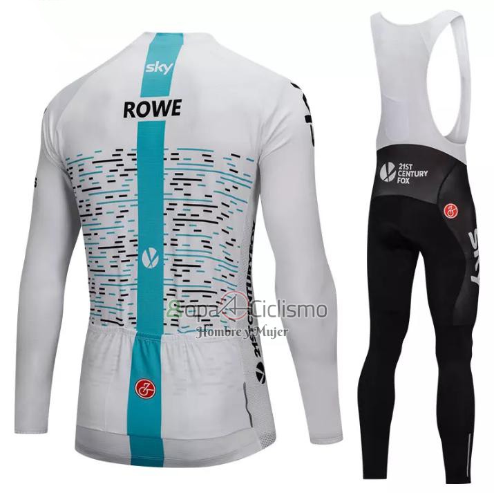 Sky Ropa Ciclismo Culotte Largo 2018 Mangas Largas Blanco y Azul